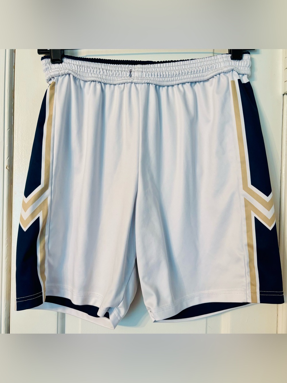 Kid’s Reversible Athletic Basketball Shorts with Navy, White & Gold Trim